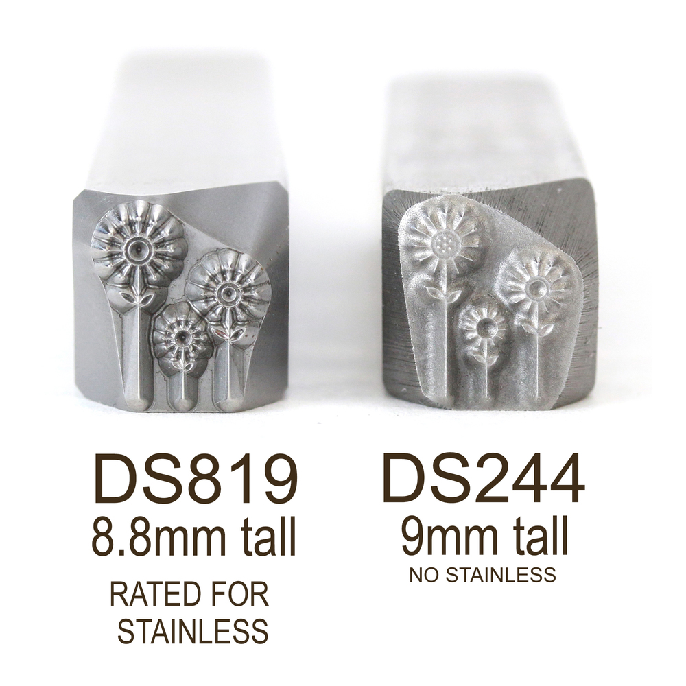 Metal Stamping Tools Three Flowers Metal Design Stamp, 8.8mm - Rated for Stainless, Beaducation Exact Series by Stamp Yours